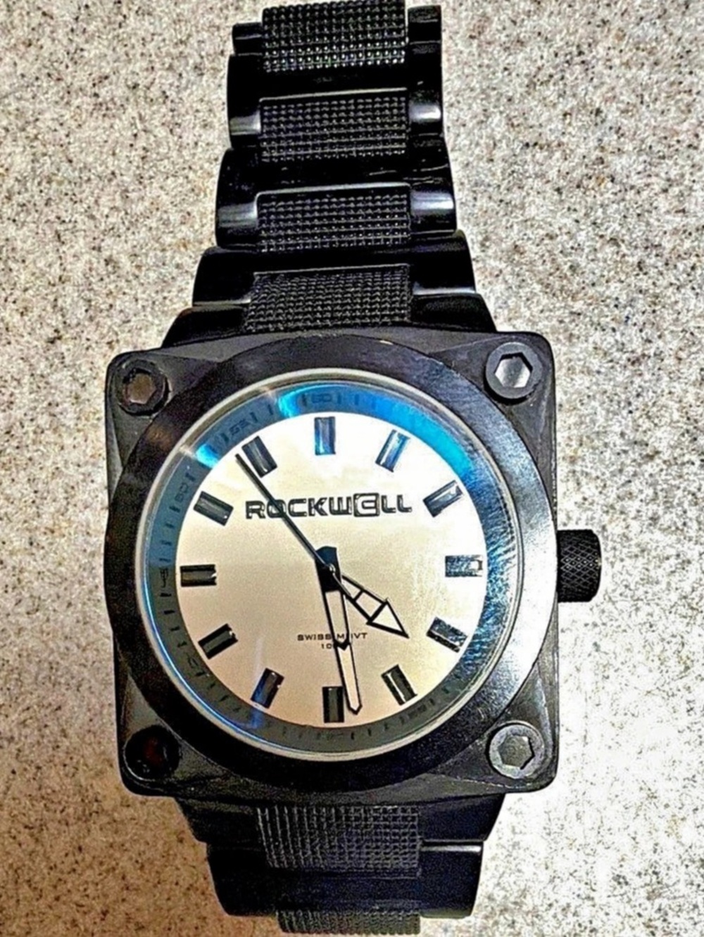 Rockwell 50mm Swiss Quartz Black & Silver Watch